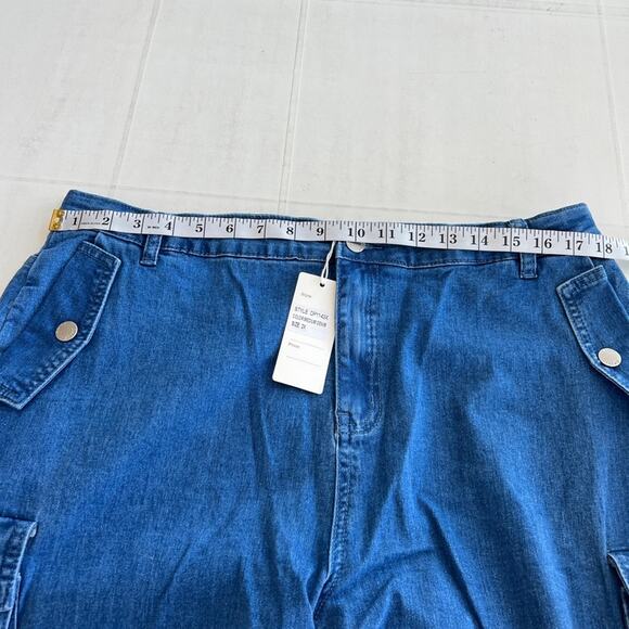 New DAISY Wide Leg Cargo Jeans Women’s Plus SIZE 1X Medium Wash - Picture 5 of 10